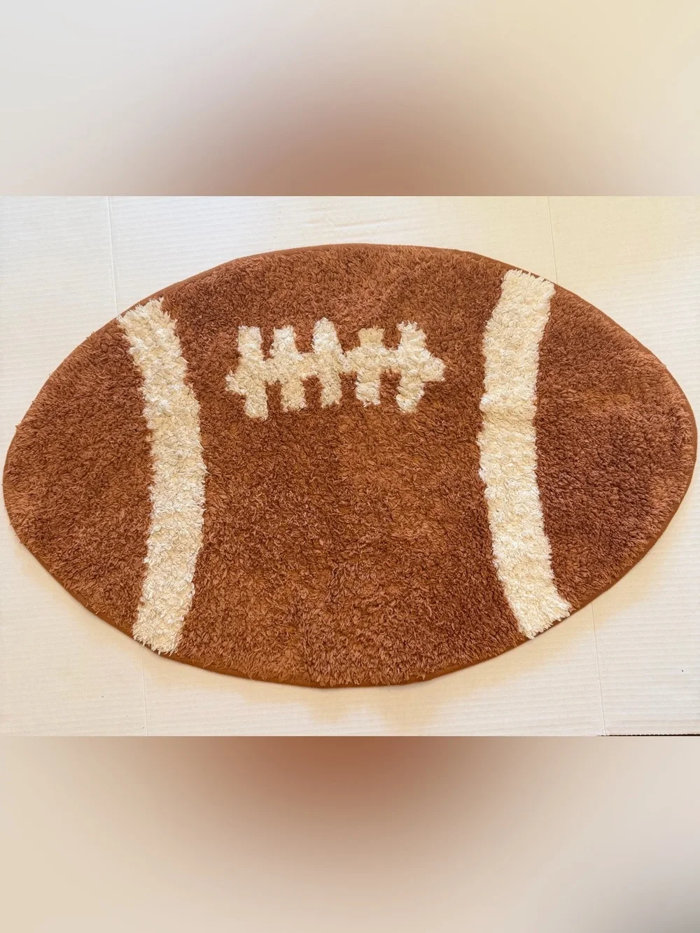 Huntington Home Brown and Cream Plush Football Accent Rug